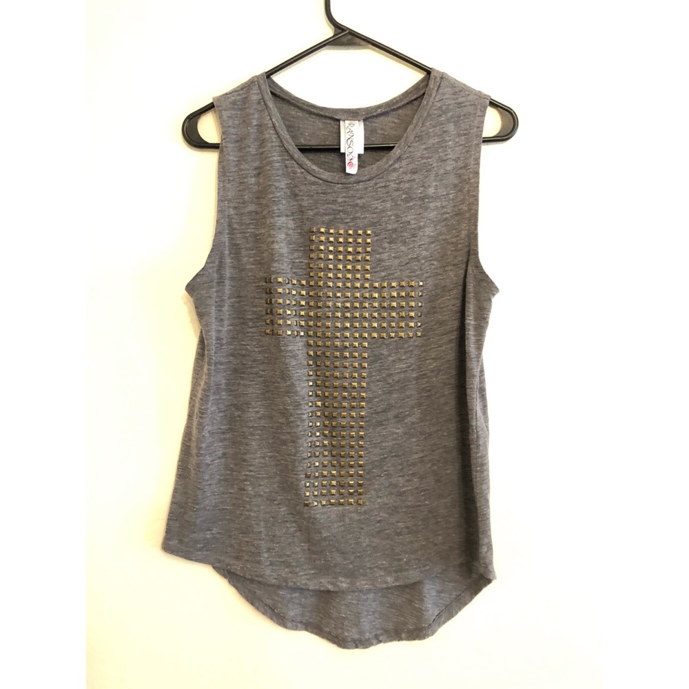 Sleeveless Studded cross shirt